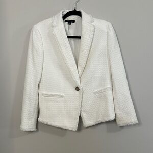 Ann Taylor Textured White Blazer